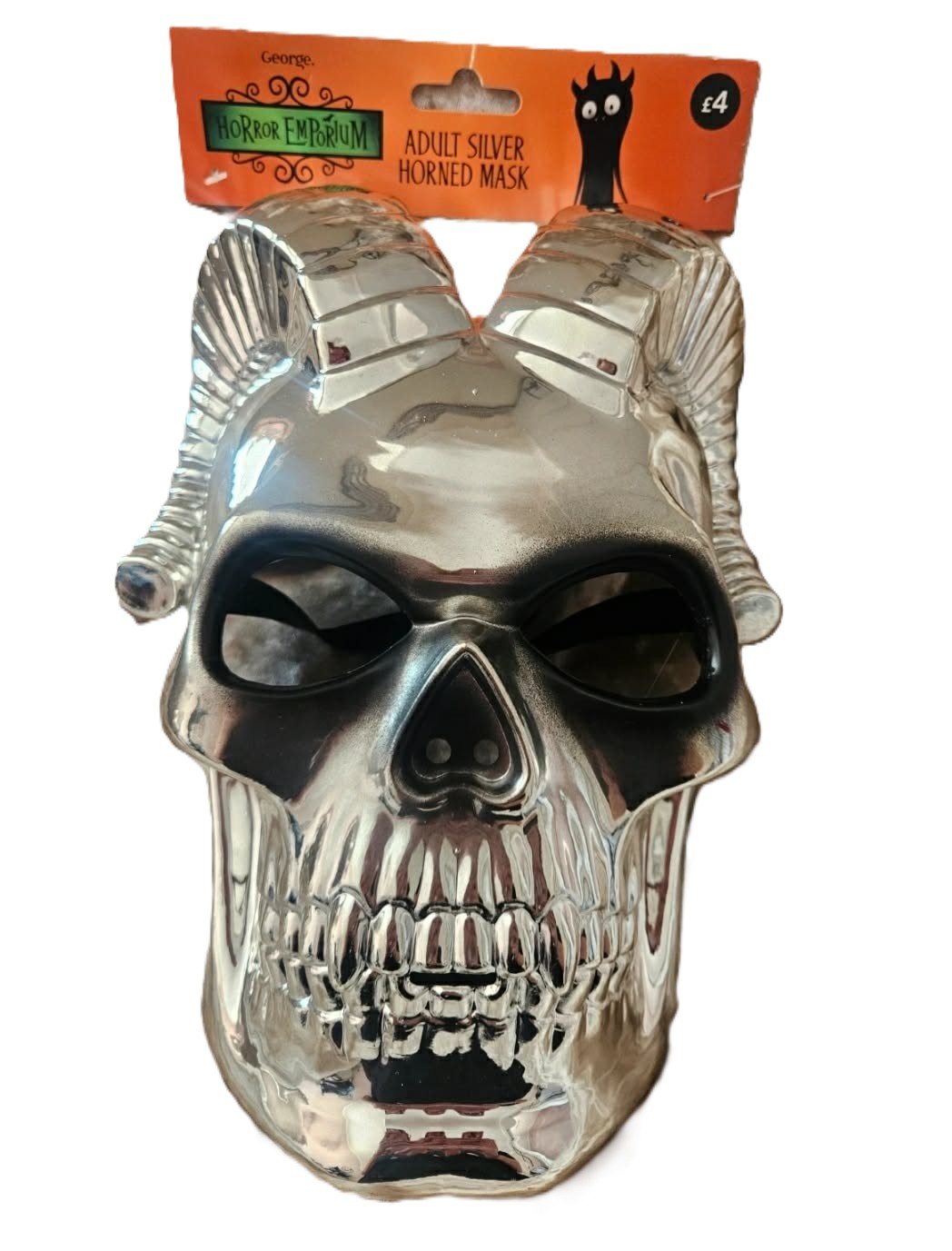 Spooky Silver Skeleton Ram Mask